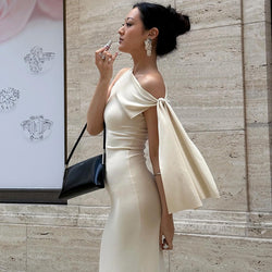 The "Glamour Cascade" One-Shoulder Maxi