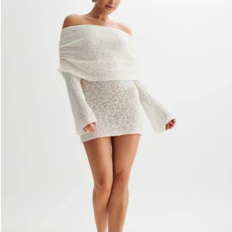 Cozy Glamour Boat Neck Mini Dress