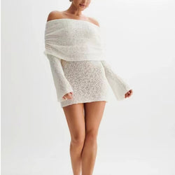 Cozy Glamour Boat Neck Mini Dress