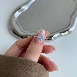 S925 Sterling Silver Heart-Shaped Zircon Ring