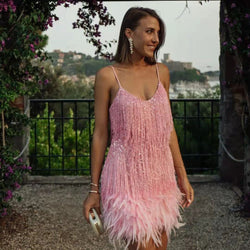 The "Glamour Cascade" Sequin Mini Dress