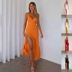 The "Midnight Ruffle" Maxi Dress