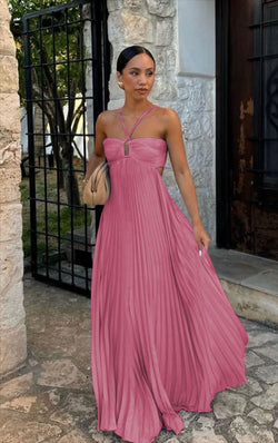 The "Aura" Pleated Halter Dress